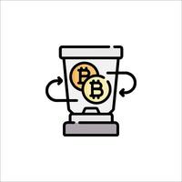 Bitcoin icon in a trash can vector