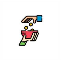 A hand giving money to another person in a bowl vector