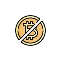 Bitcoin icon with no sign on white background vector