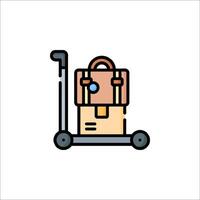 A hand truck with a suitcase on it vector