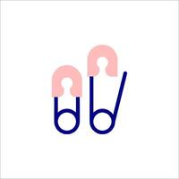 A pair of scissors with a blue handle and a pink handle vector