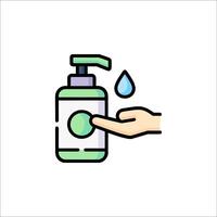 Hand washing soap dispenser with soap and water icon illustration vector