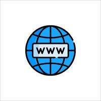 The world wide web icon is shown in a blue and white vector