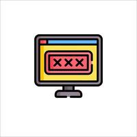A computer screen with a red cross on it vector