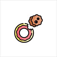 A donut with a hole in it and a piece of dough vector