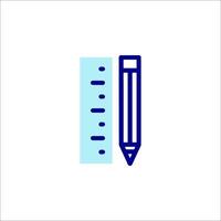 A blue pencil and ruler icon on a white background vector