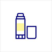 A bottle of toothpaste and a toothbrush icon vector