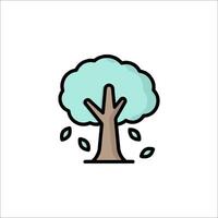 A tree icon with leaves falling from it vector