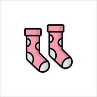 Pink socks with polka dots on white background vector