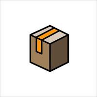 A box with a ribbon on it is shown in a flat style vector