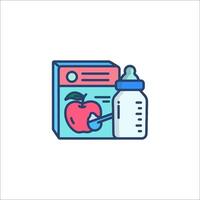 A bottle and an apple in a box vector