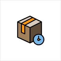 A box with a clock on it and a clock icon vector