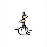 A blue and white icon of a broom with a handle vector