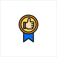 A thumbs up icon with a ribbon around it vector
