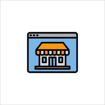 A store icon on a computer screen vector