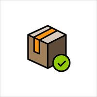 A box with a tick and a green arrow vector