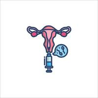 The uterus is shown with a syringe and a woman's head vector