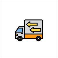 A truck with an arrow pointing to the left and right vector