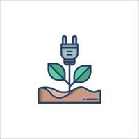A plant with a plug on it and a light bulb vector