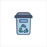 A trash can with a recycling symbol on it vector