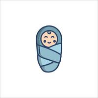A baby wrapped in a blanket icon vector