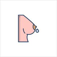 A woman's breast with a tear line icon vector