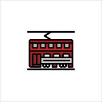 A red and black train icon on a white background vector