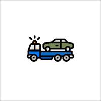 Tow truck icon with a car on the back vector
