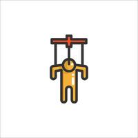 A man hanging from a rope with a cross on it vector