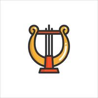 A musical instrument icon with a bow and arrow vector