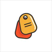 A tag with a note on it in a flat line style vector