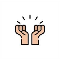 Two hands raised up in the air with a light coming from them vector