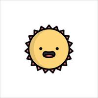 A cartoon sun with a face and a frown vector