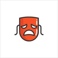 A red mask with a sad face on it vector