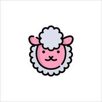 A cute pink sheep head icon on a white background vector
