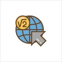The globe with a mouse pointing to it vector