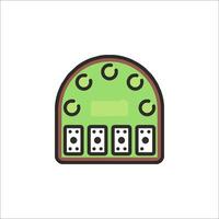 A green and white icon of a casino machine vector