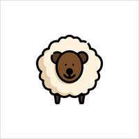 A sheep with a brown face and a white background vector