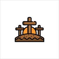 The cross icon with a sun in the background vector