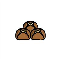 A pile of three brown eggs on a white background vector