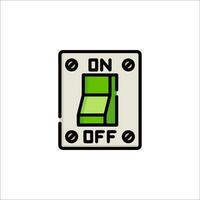 A green on off switch on a white background vector