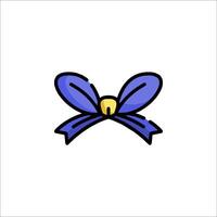 A blue bow with a yellow center vector