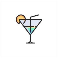 A colorful drink icon with a slice of lemon vector