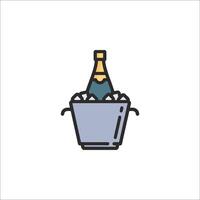 A bottle of champagne in an ice bucket vector