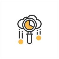 A cloud with a clock and a magnifying glass vector