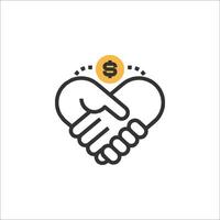 Handshake icon with money symbol vector