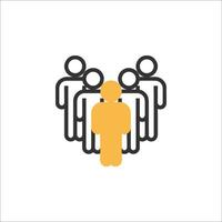 A group of people standing in a line with a yellow person in the middle vector