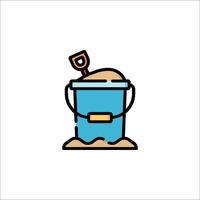 A bucket with sand and shovel icon vector