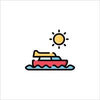 A boat with a sun on it in the water vector