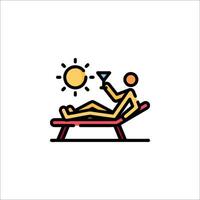 A man relaxing on a sun lounger with a drink vector